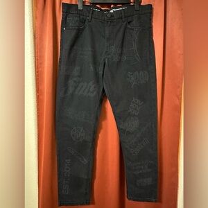 Hoodrich Washed Black Printed Jeans Size 32